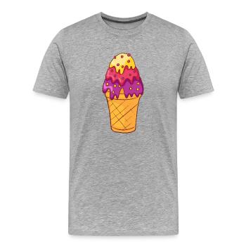 Crème glacée, crème glacée, crème glacée, crème glacée, boule, crème glacée, sundae - T-shirt bio Premium Homme - gris chiné - Devant - Damien (186cm)