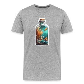Magische Flasche / Korken / Unterwasser / Fische - Männer Premium Bio T-Shirt - Grau meliert - Vorne - Damien (186cm)