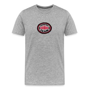 Drinking Team - Men's Premium Organic T-Shirt - heather grey - Front - Damien (186cm)