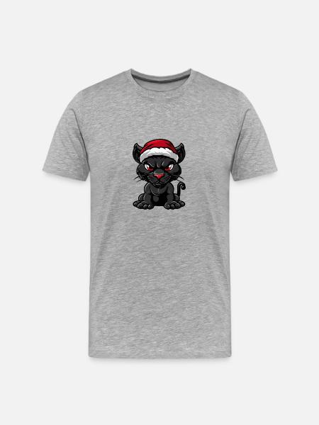 Panther Christmas - Men's Premium Organic T-Shirt - heather grey