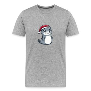 Seal Animal Christmas Cute - Men's Premium Organic T-Shirt - heather grey - Front - Damien (186cm)