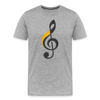 Symbole de la clé de sol - T-shirt bio Premium Homme - gris chiné - Devant - Damien (186cm)