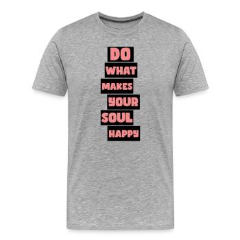 Was deine Seele glücklich macht - Männer Premium Bio T-Shirt - Grau meliert - Vorne - Damien (186cm)