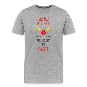 Genies Born in March - Birth Gift - Men's Premium Organic T-Shirt - heather grey - Front - Damien (186cm)