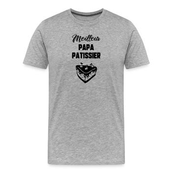 Meilleur papa pâtissier - T-shirt bio Premium Homme - gris chiné - Devant - Damien (186cm)