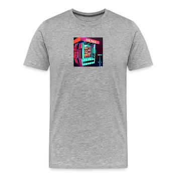 FOOD STALL FROM THE CYBERPUNK FUTURE, FUTURISTIC - Men's Premium Organic T-Shirt - heather grey - Front - Damien (186cm)