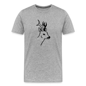 Rehbock - Männer Premium Bio T-Shirt - Grau meliert - Vorne - Damien (186cm)