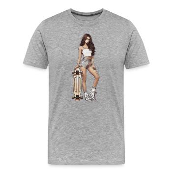 Skatergirl - Männer Premium Bio T-Shirt - Grau meliert - Vorne - Damien (186cm)