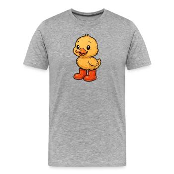 Joli motif de canard avec des bottes en caoutchouc - T-shirt bio Premium Homme - gris chiné - Devant - Damien (186cm)