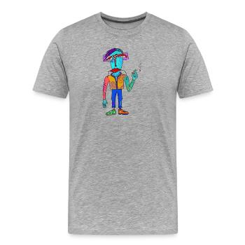 Créature cubiste colorée avec une cigarette - T-shirt bio Premium Homme - gris chiné - Devant - Damien (186cm)