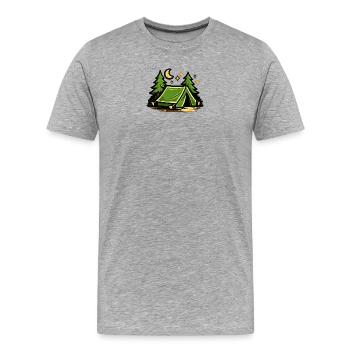 Camping nocturne sous tentes dans la forêt - T-shirt bio Premium Homme - gris chiné - Devant - Damien (186cm)