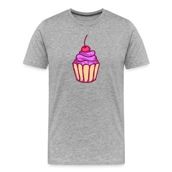 Tartelettes de candy Cupcake muffin sucre doux - T-shirt bio Premium Homme - gris chiné - Devant - Damien (186cm)