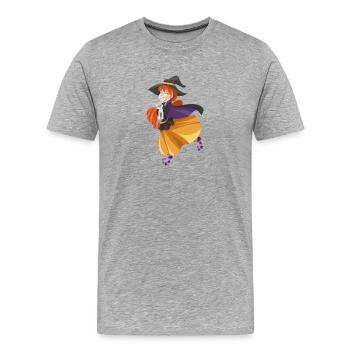 Hexe - Männer Premium Bio T-Shirt - Grau meliert - Vorne - Damien (186cm)