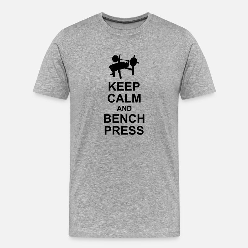 Keep Calm and Bench Press - Männer Premium Bio T-Shirt - Grau meliert