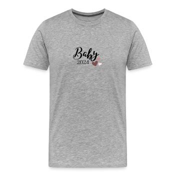 Baby 2024 Aufdruck rosa - Männer Premium Bio T-Shirt - Grau meliert - Vorne - Damien (186cm)