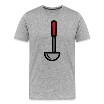 Chef de restaurant de cuisine de soupe à louches - T-shirt bio Premium Homme - gris chiné - Devant - Damien (186cm)