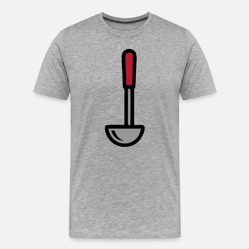 Schöpfkelle Suppe Kochen Restaurant Küchenchef - Männer Premium Bio T-Shirt - Grau meliert