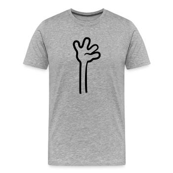 comic langer arm hochheben winken hand cartoon des - Männer Premium Bio T-Shirt - Grau meliert - Vorne - Damien (186cm)