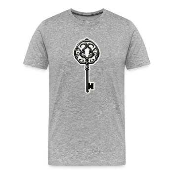 Schlüssel / Schloss / verschlossen / Sicherheit - Männer Premium Bio T-Shirt - Grau meliert - Vorne - Damien (186cm)