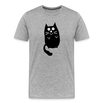 Chubby cute black cat - Men's Premium Organic T-Shirt - heather grey - Front - Damien (186cm)