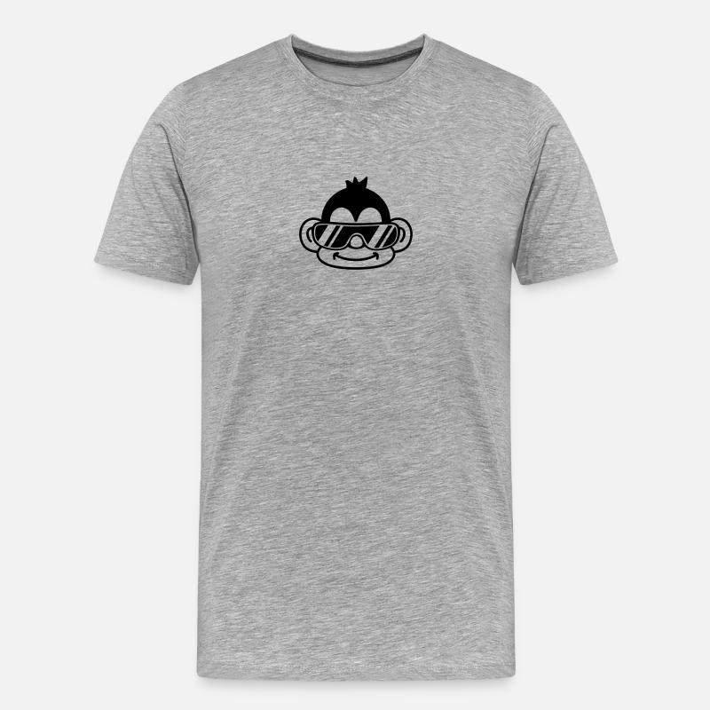 Cool Monkey Face - Männer Premium Bio T-Shirt - Grau meliert