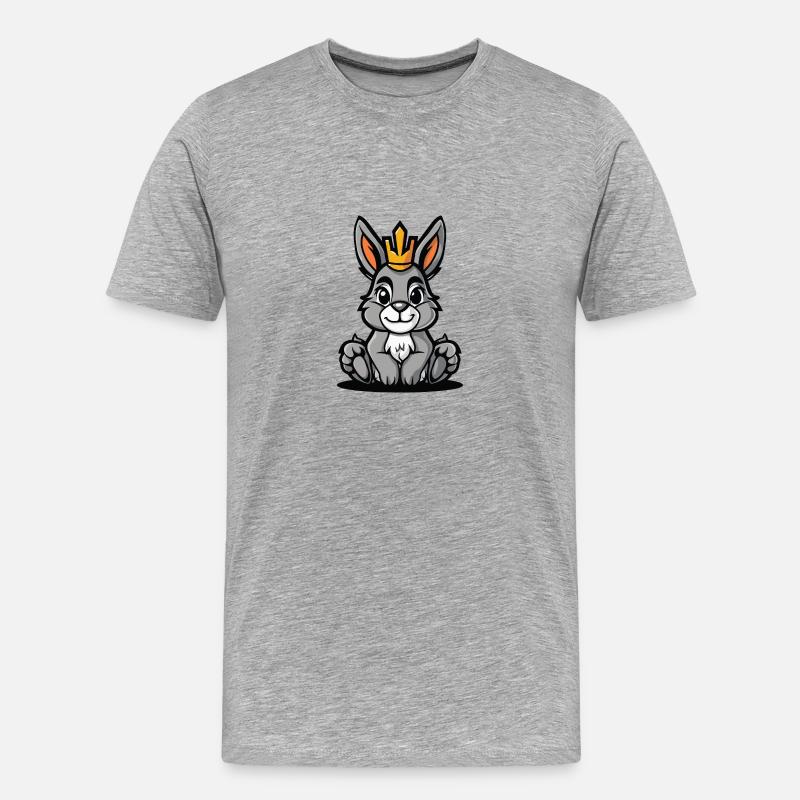 Hase Comic Krone - Männer Premium Bio T-Shirt - Grau meliert