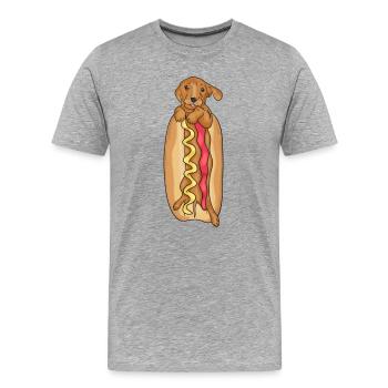 Chien de saucisse - T-shirt bio Premium Homme - gris chiné - Devant - Damien (186cm)