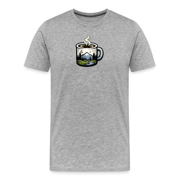 Nachtlandschaft im Kaffeebecher - Männer Premium Bio T-Shirt - Grau meliert - Vorne - Damien (186cm)