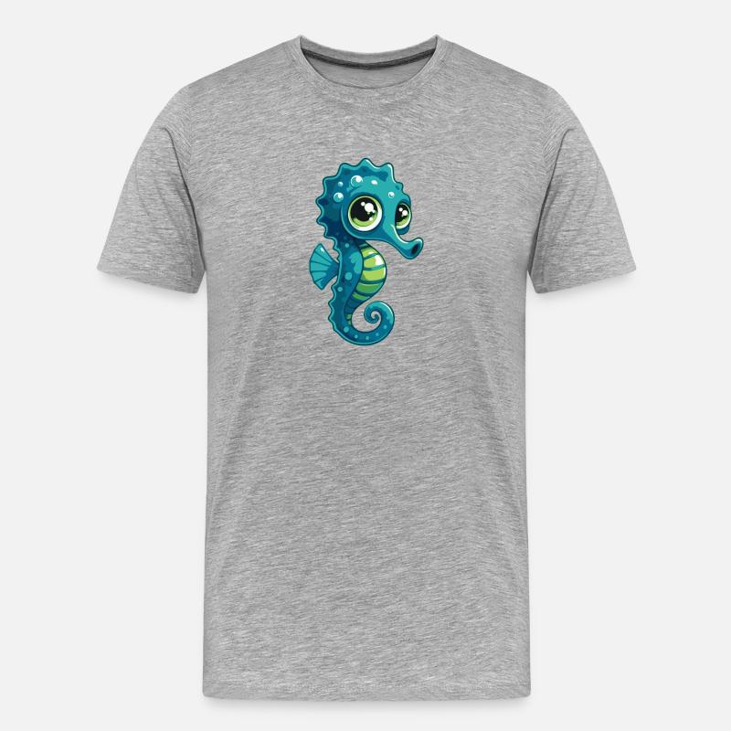 Seepferdchen - Männer Premium Bio T-Shirt - Grau meliert