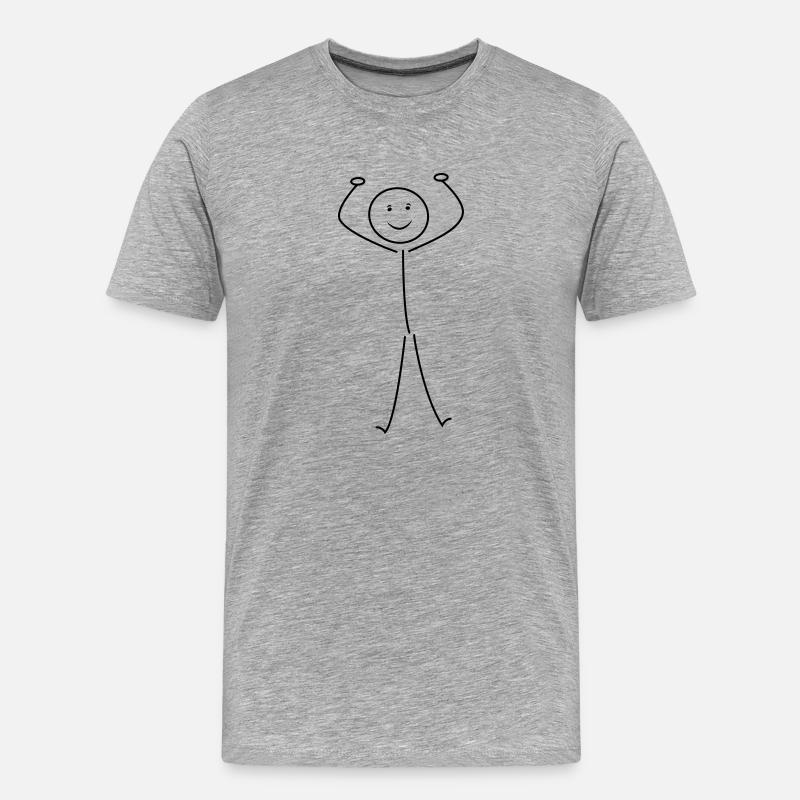 Strichmann - Männer Premium Bio T-Shirt - Grau meliert
