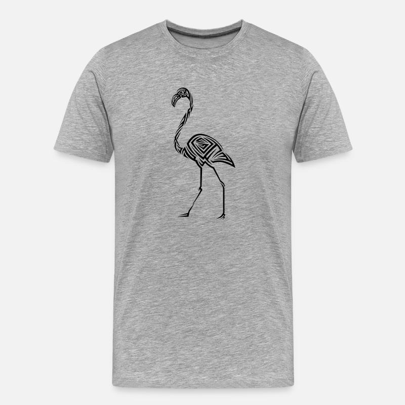 Flamingo Tribal Tattoo - Männer Premium Bio T-Shirt - Grau meliert