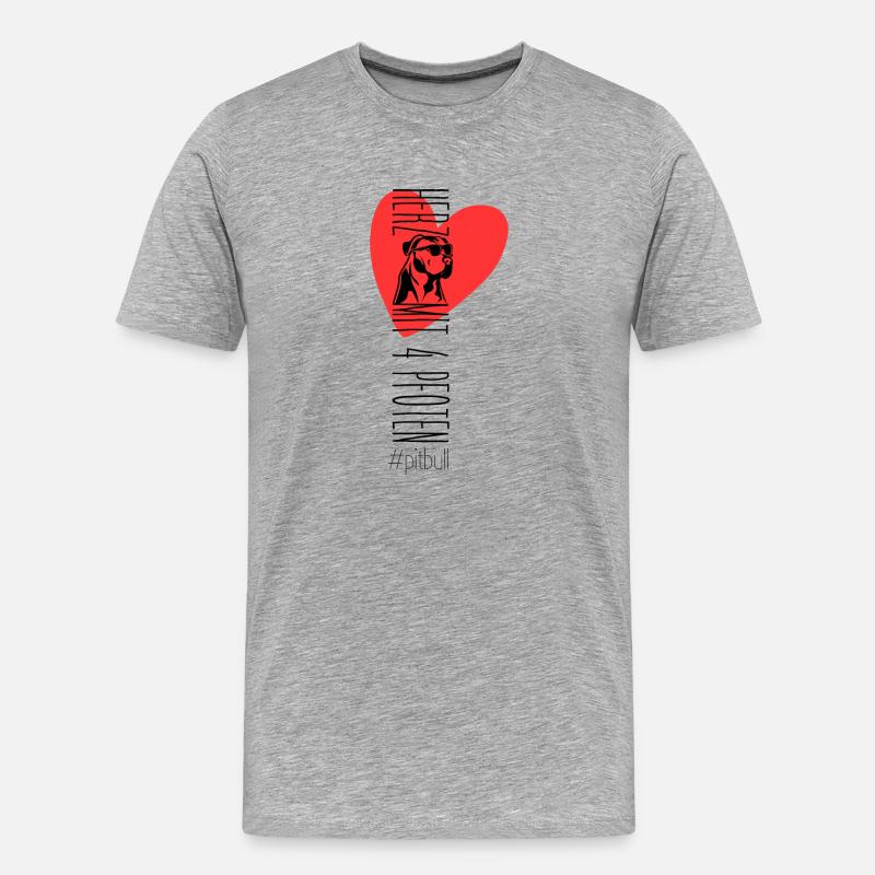 Herz mit vier Pfoten - Pitbull - Männer Premium Bio T-Shirt - Grau meliert