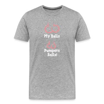 FUNNY BALLS, PUMPERS BALLS ON STEROIDS - Männer Premium Bio T-Shirt - Grau meliert - Vorne - Damien (186cm)