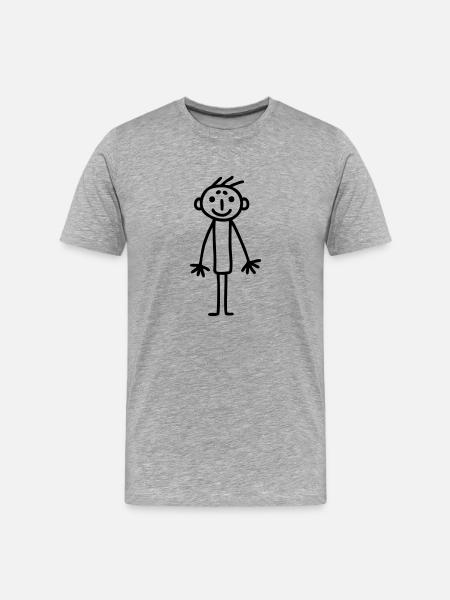 Strichmännchen Kinderbild - Männer Premium Bio T-Shirt - Grau meliert