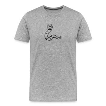 Wurm lustig - Männer Premium Bio T-Shirt - Grau meliert - Vorne - Damien (186cm)