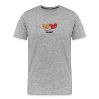 Deux cœurs câlins câlins - T-shirt bio Premium Homme - gris chiné - Devant - Damien (186cm)