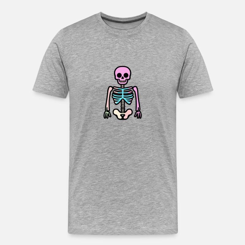 Skelett Halloween Comic - Männer Premium Bio T-Shirt - Grau meliert
