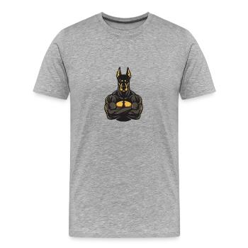 Doberman Dog Muscles Bodybuilding - Men's Premium Organic T-Shirt - heather grey - Front - Damien (186cm)