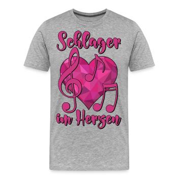 Schlager im Herzen - Männer Premium Bio T-Shirt - Grau meliert - Vorne - Damien (186cm)