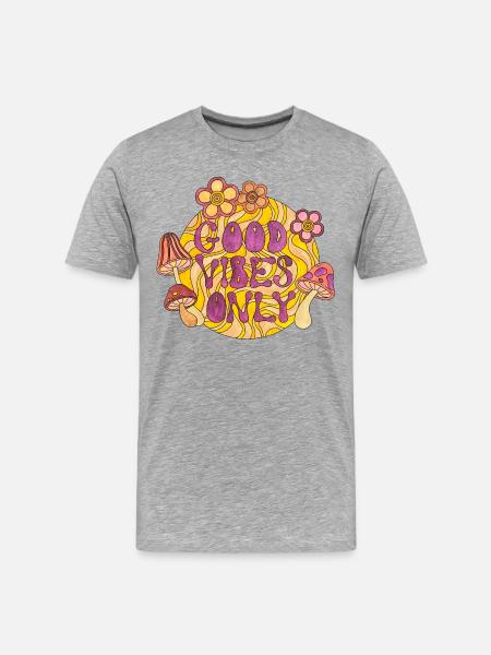 Good Vibes Only 70s Funky Groovy Flower Power 60E - Men's Premium Organic T-Shirt - heather grey