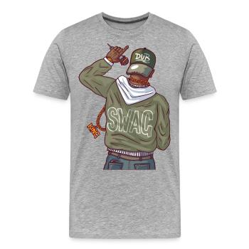 Rapper mit Goldkette und swag - Männer Premium Bio T-Shirt - Grau meliert - Vorne - Damien (186cm)
