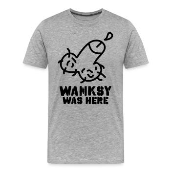 Wanksy Street Art | Humorous art - Men's Premium Organic T-Shirt - heather grey - Front - Damien (186cm)