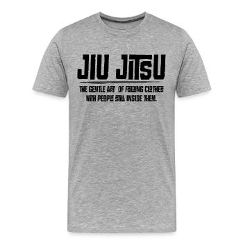 Jiu Jitsu - l’art doux de plier des vêtements, - T-shirt bio Premium Homme - gris chiné - Devant - Damien (186cm)