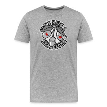 Faisons un trio avec des fruits d’olive - T-shirt bio Premium Homme - gris chiné - Devant - Damien (186cm)