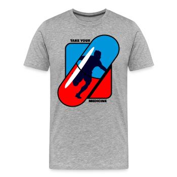 Prendre - Le vôtre - Médicament - Sports - T-shirt bio Premium Homme - gris chiné - Devant - Damien (186cm)