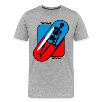 Prendre - Le vôtre - Médicament - Santé - T-shirt bio Premium Homme - gris chiné - Devant - Damien (186cm)