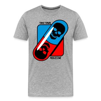 Prenez - votre - médicament - crâne - T-shirt bio Premium Homme - gris chiné - Devant - Damien (186cm)