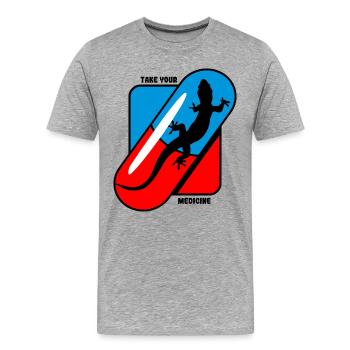 Prenez vos médicaments - Geckos - T-shirt bio Premium Homme - gris chiné - Devant - Damien (186cm)