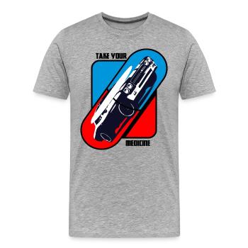 Prenez votre médicament - Muscle Cars - T-shirt bio Premium Homme - gris chiné - Devant - Damien (186cm)