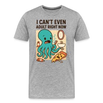 Overwhelmed in the bathroom: octopus vs. everyday life - Men's Premium Organic T-Shirt - heather grey - Front - Damien (186cm)